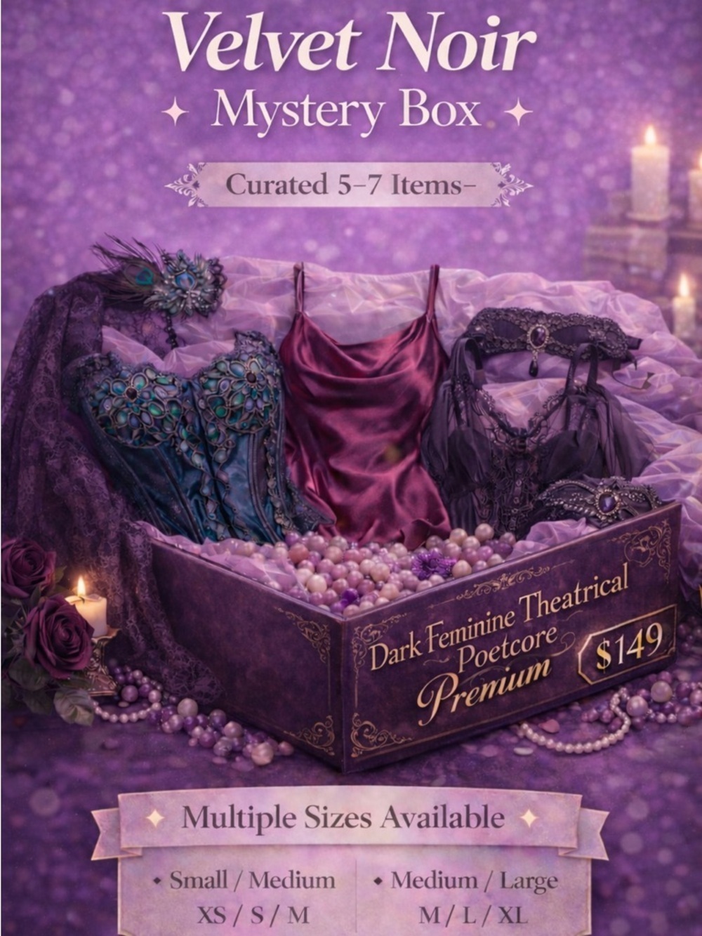 🥀 Dark Feminine Mystery Premium Box 🎁 Curated 5-7 Piece Aesthetic Bundle
